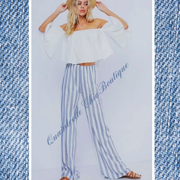 M LEFT STRIPED PALAZZO PANTS - Picture 3 of 7
